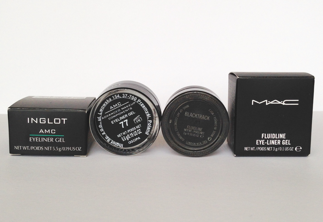 Inglot AMC eyeliner gel vs MAC fluidline - roziecheeks.com