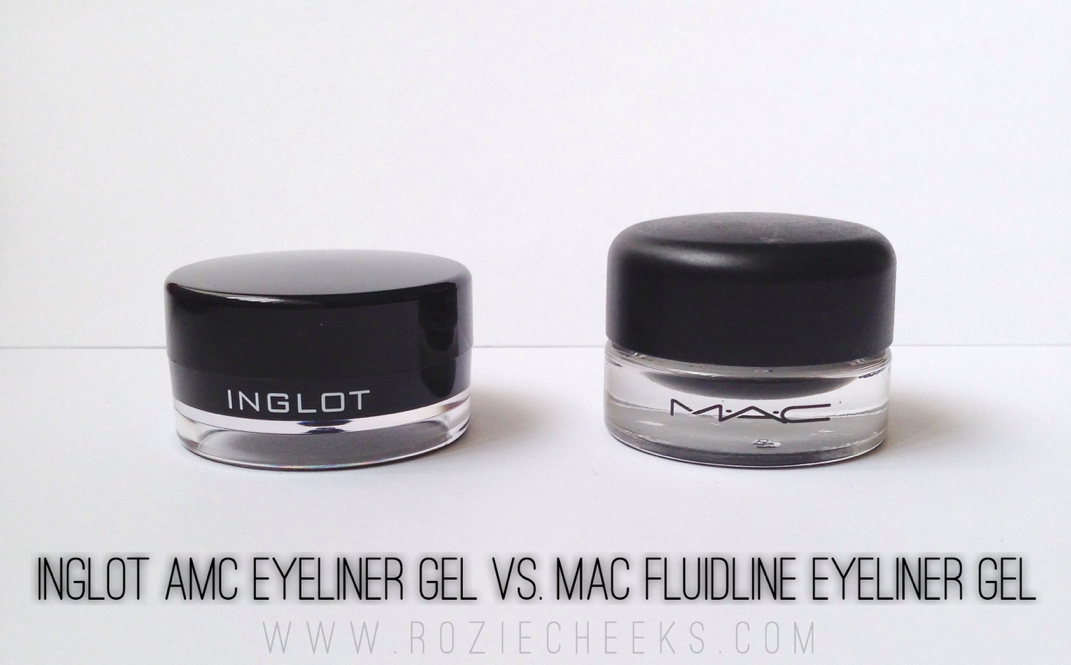 Inglot AMC eyeliner gel vs. MAC fluidline - roziecheeks.com