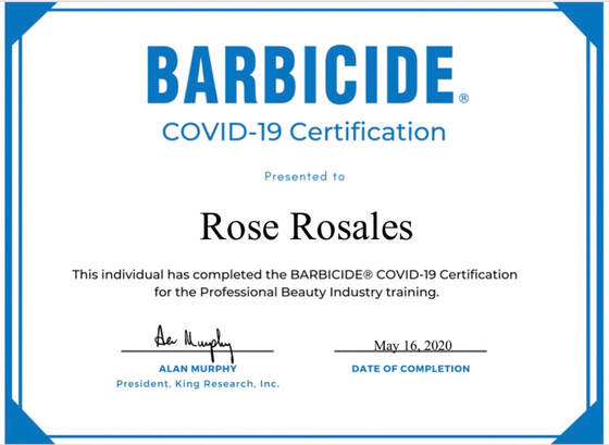 Barbicide COVID-19 Certificate 